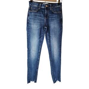 ZARA Women's Blue Medium Wash Slim Ankle Frayed Hem Jeans SZ 4/ 26